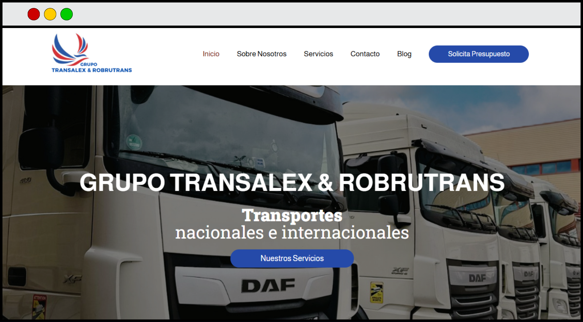 Portada de Página Web de Grupo Transalex